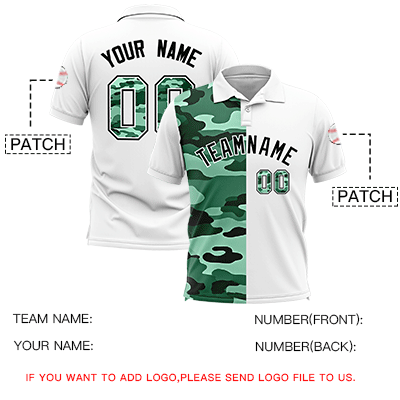 Custom White Camo Split Fashion Authentic Performance Polo Shirt