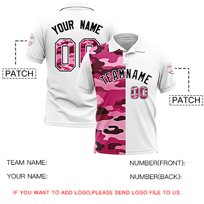 Custom White Camo Split Fashion Authentic Performance Polo Shirt