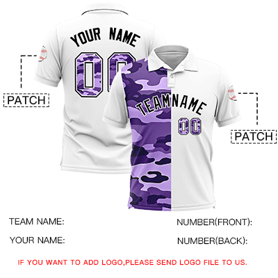 Custom White Camo Split Fashion Authentic Performance Polo Shirt