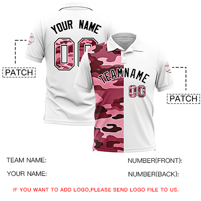 Custom White Camo Split Fashion Authentic Performance Polo Shirt