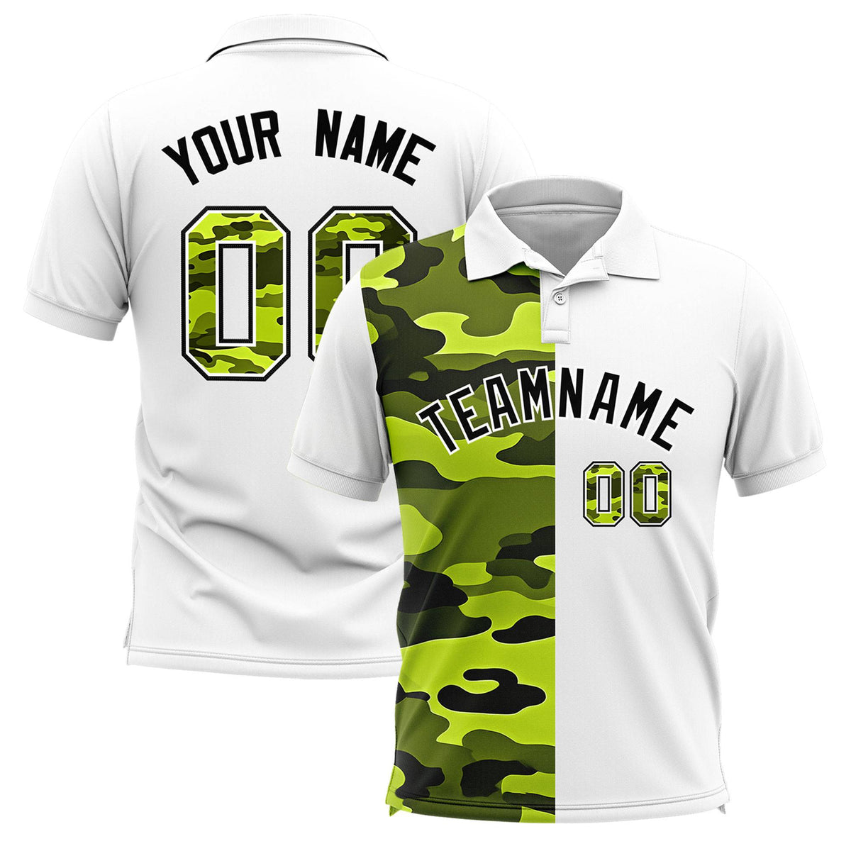 Custom White Camo Split Fashion Authentic Performance Polo Shirt