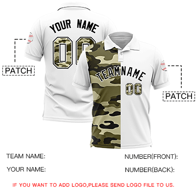 Custom White Camo Split Fashion Authentic Performance Polo Shirt