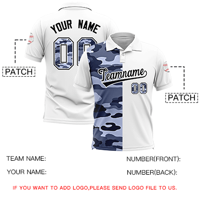 Custom White Camo Split Fashion Authentic Performance Polo Shirt