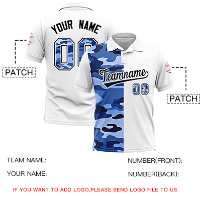 Custom White Camo Split Fashion Authentic Performance Polo Shirt