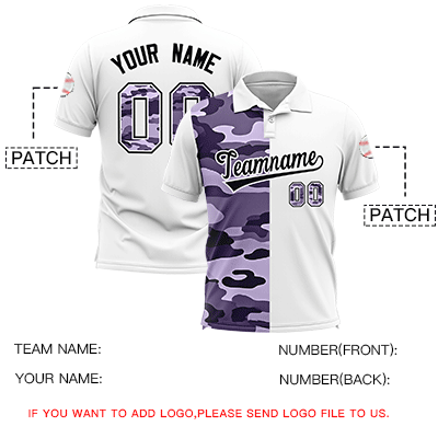 Custom White Camo Split Fashion Authentic Performance Polo Shirt