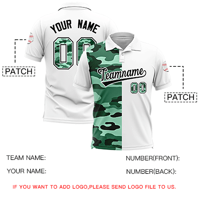 Custom White Camo Split Fashion Authentic Performance Polo Shirt