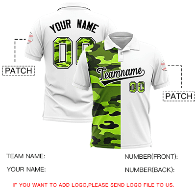 Custom White Camo Split Fashion Authentic Performance Polo Shirt