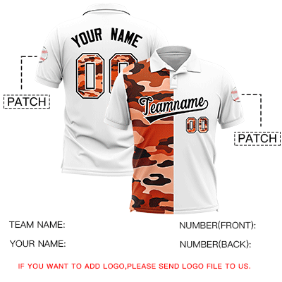 Custom White Camo Split Fashion Authentic Performance Polo Shirt