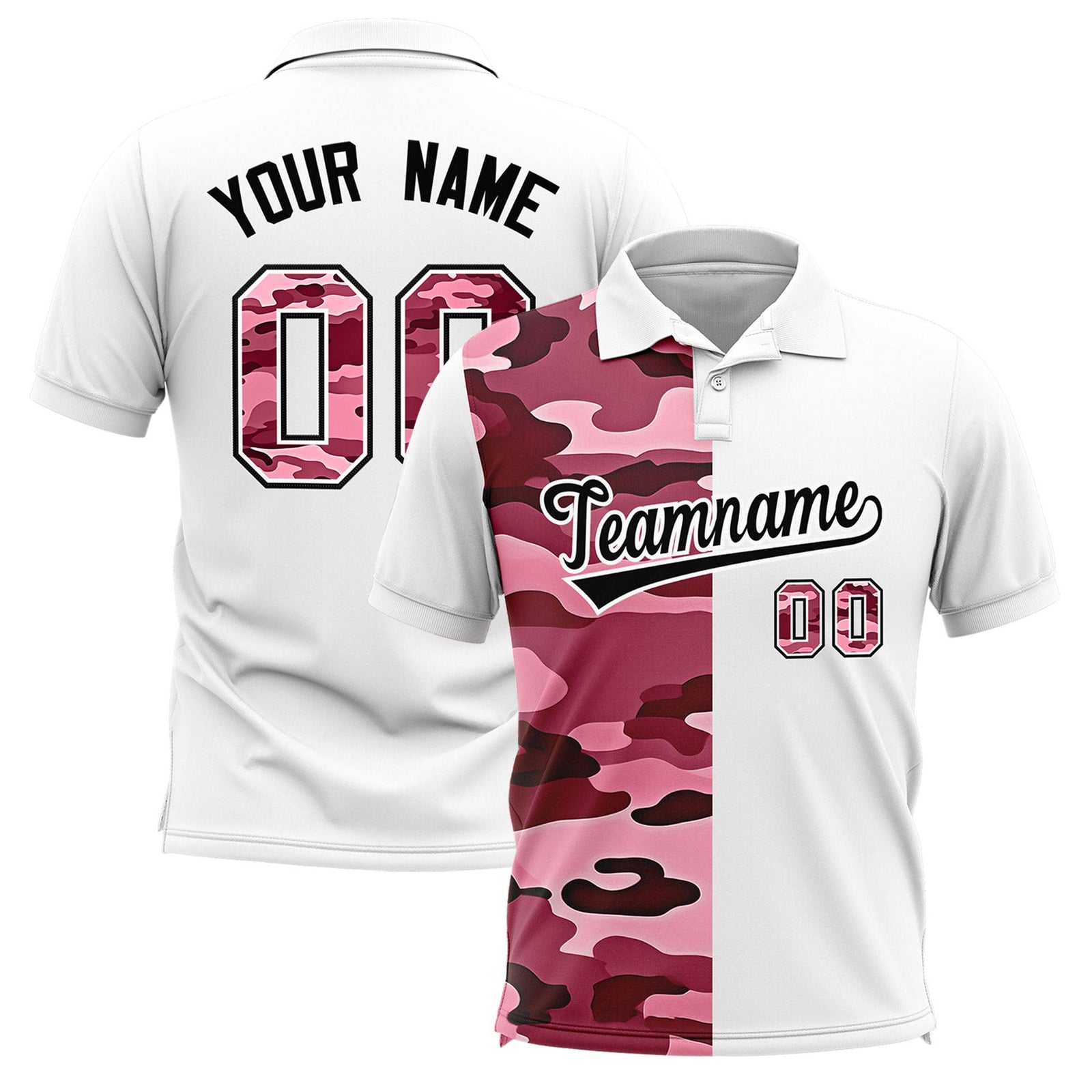 Custom White Camo Split Fashion Authentic Performance Polo Shirt
