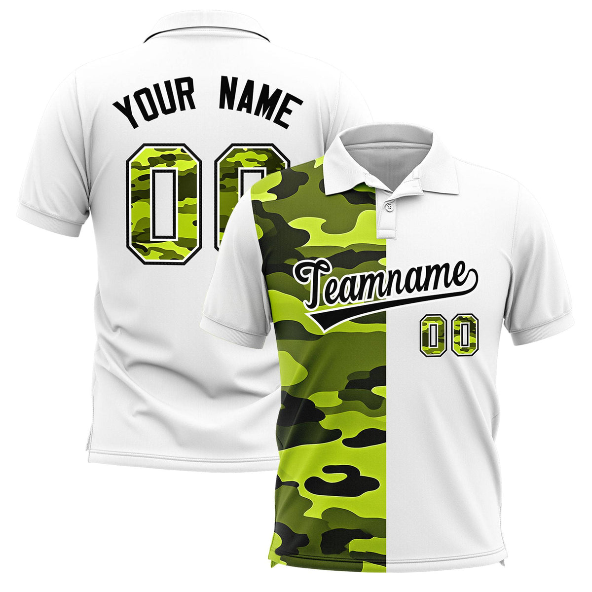 Custom White Camo Split Fashion Authentic Performance Polo Shirt