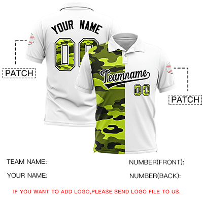 Custom White Camo Split Fashion Authentic Performance Polo Shirt