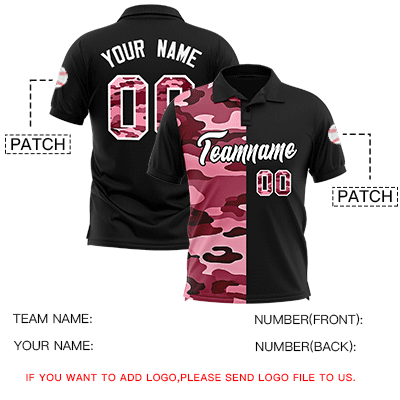 Custom Black Camo Split Fashion Authentic Performance Polo Shirt