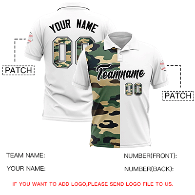 Custom White Camo Split Fashion Authentic Performance Polo Shirt