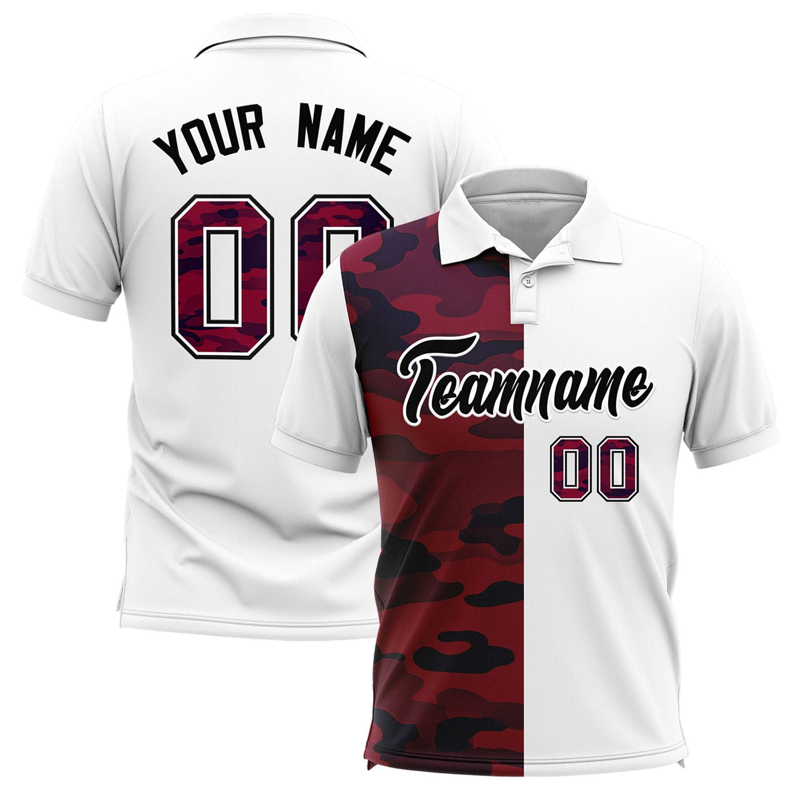 Custom White Camo Split Fashion Authentic Performance Polo Shirt