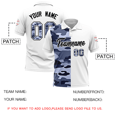Custom White Camo Split Fashion Authentic Performance Polo Shirt