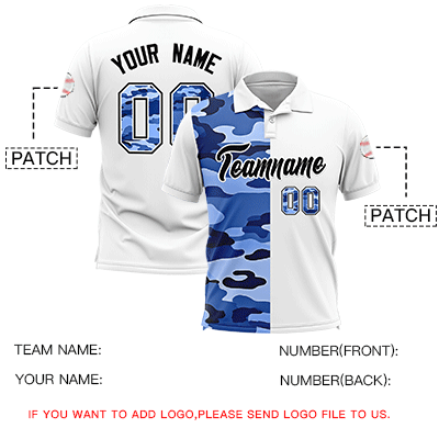 Custom White Camo Split Fashion Authentic Performance Polo Shirt