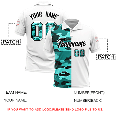 Custom White Camo Split Fashion Authentic Performance Polo Shirt