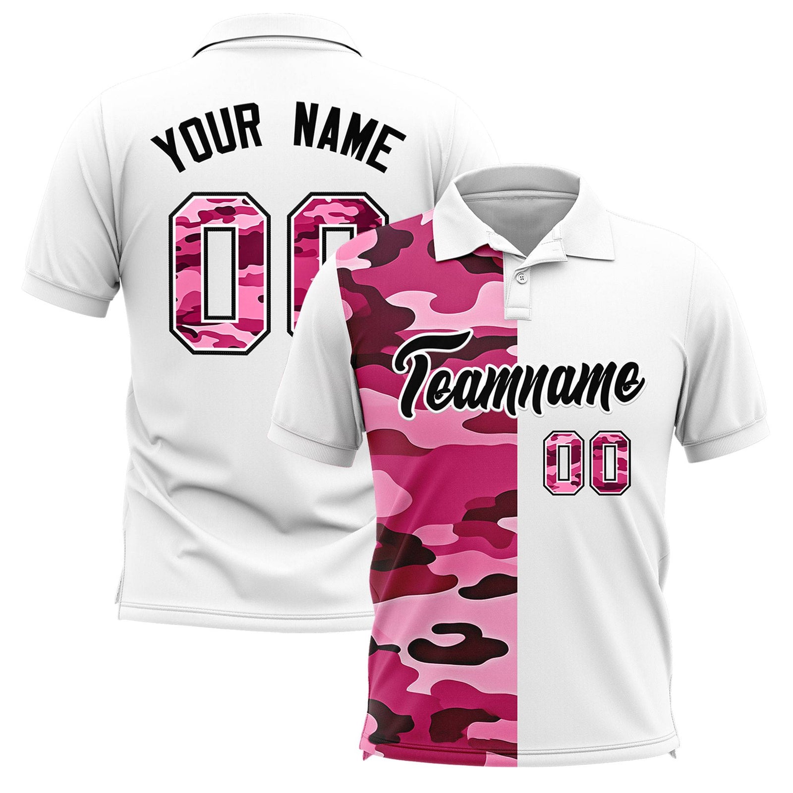 Custom White Camo Split Fashion Authentic Performance Polo Shirt