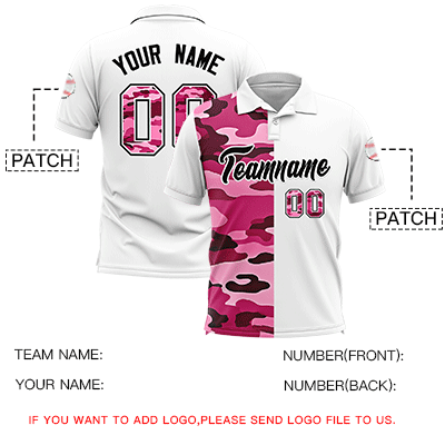 Custom White Camo Split Fashion Authentic Performance Polo Shirt