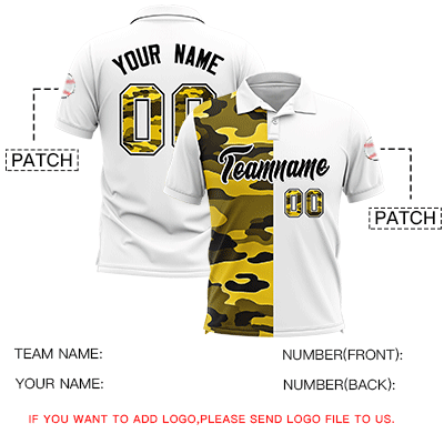 Custom White Camo Split Fashion Authentic Performance Polo Shirt