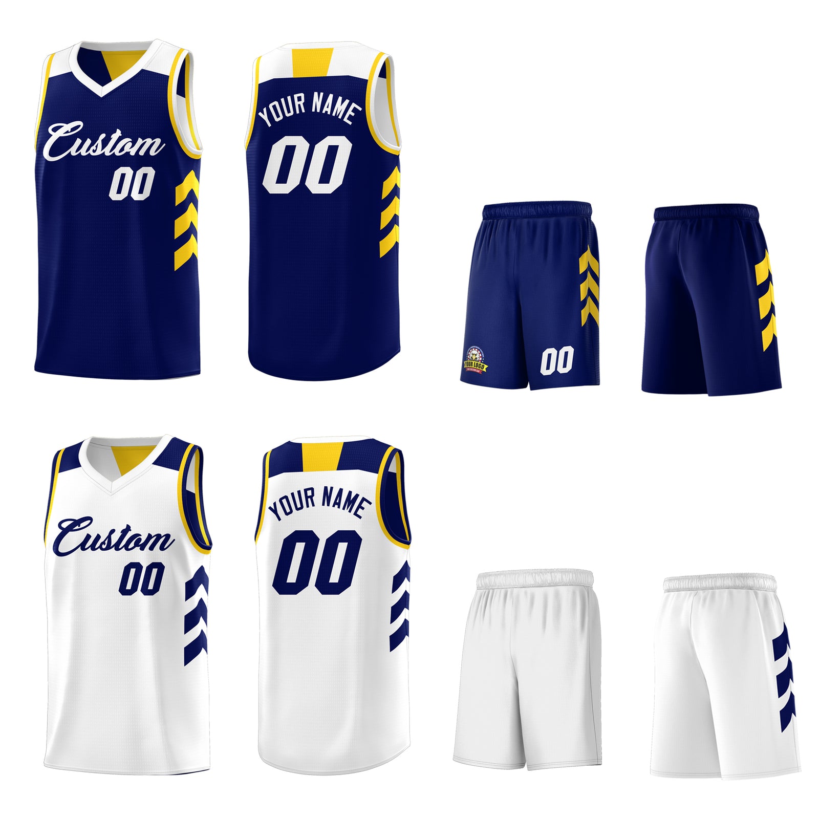 Custom Navy White Reversible Double Side Tops Basketball Jersey