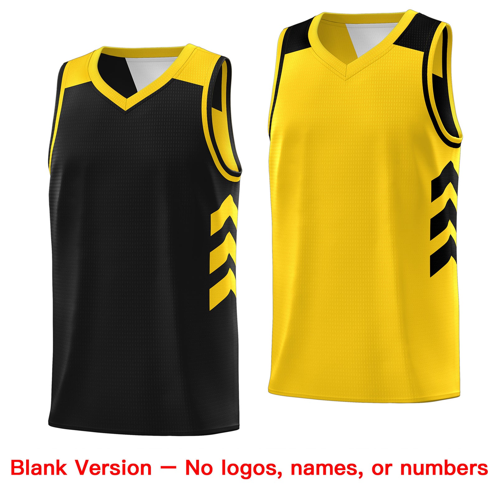 Custom Black Yellow Reversible Double Side Tops Basketball Jersey