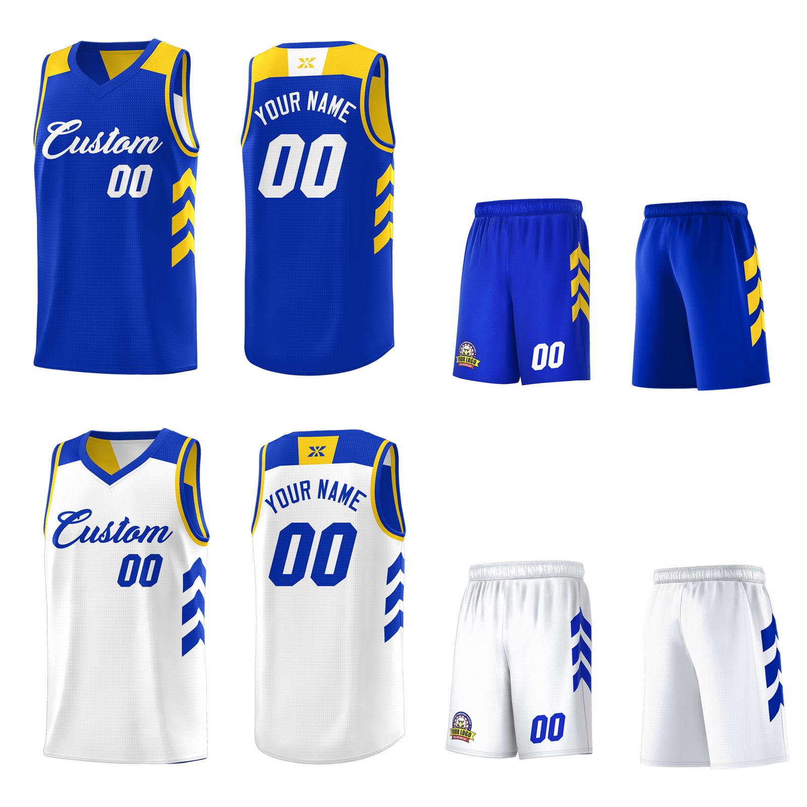 Custom Royal White Reversible Double Side Tops Basketball Jersey