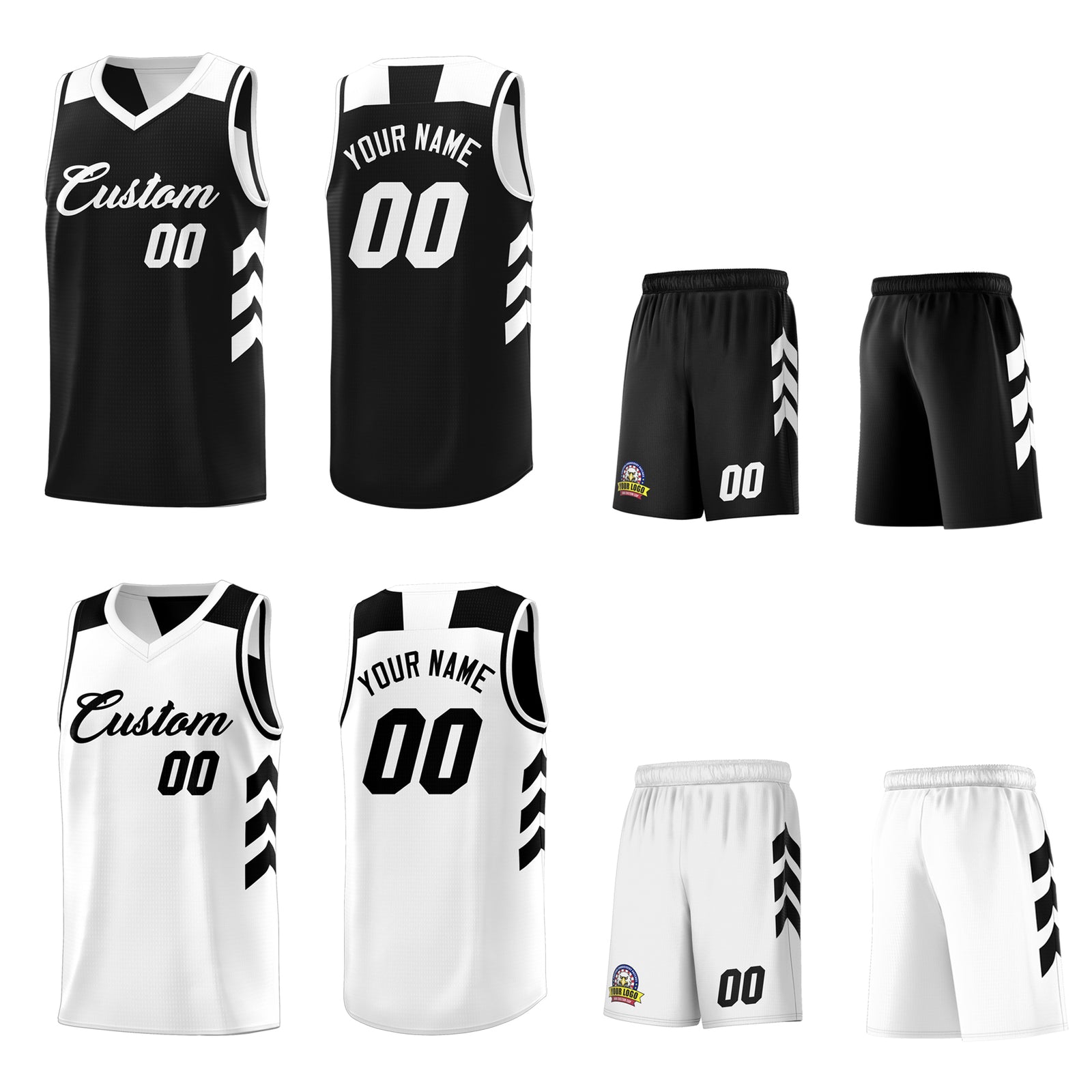 Custom Black White Reversible Tops Basketball Jersey | Custom Reversible Basketball Jerseys with Numbers