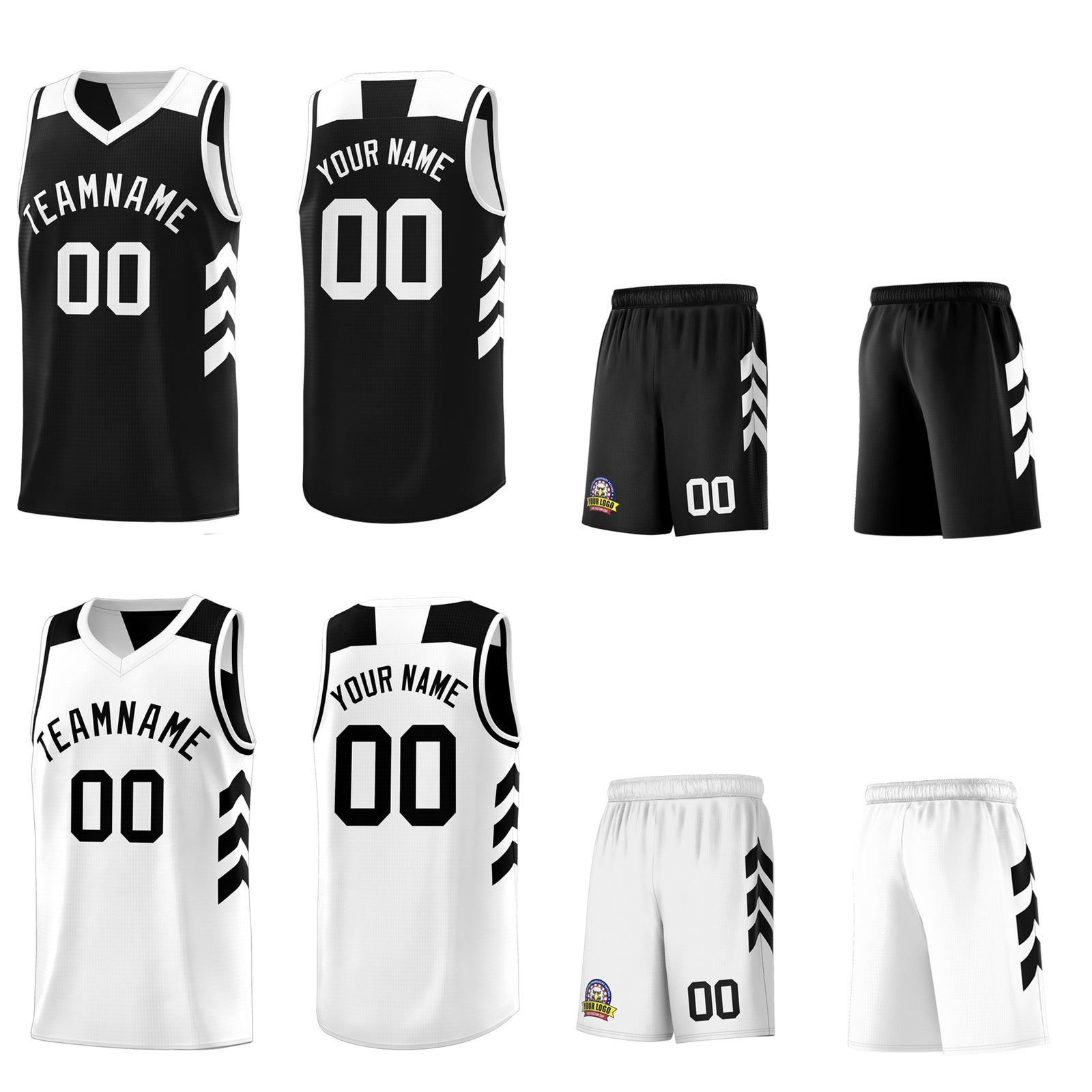 Custom Black White Reversible Tops Basketball Jersey | Custom Reversible Basketball Jerseys with Numbers