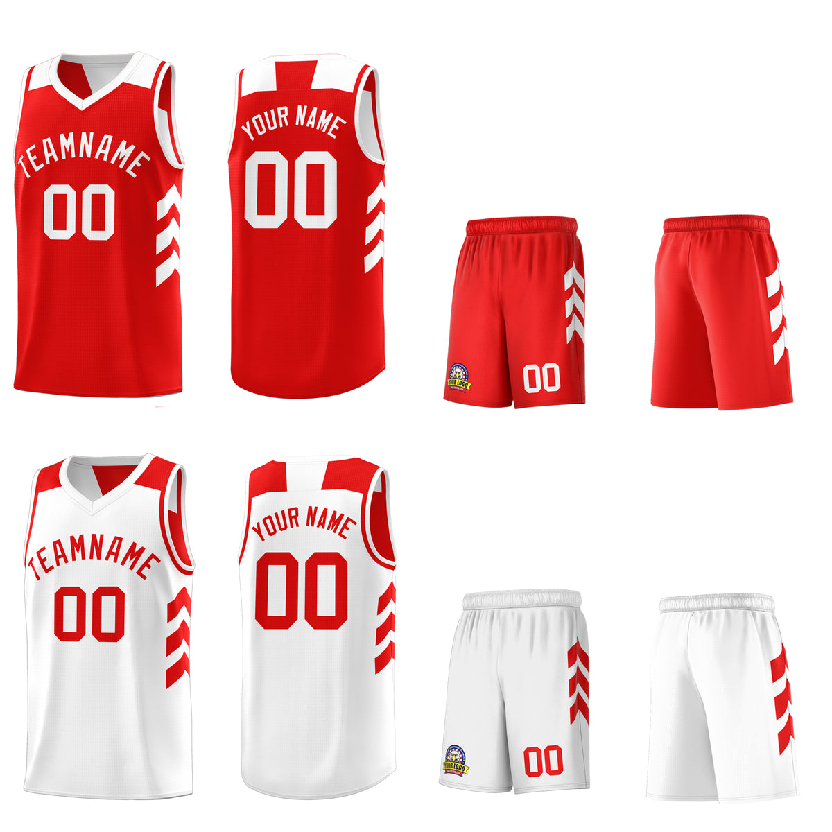 Custom Red White Reversible Double Side Tops Basketball Jersey