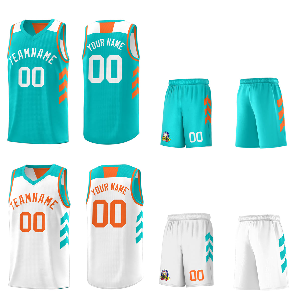Custom Aqua White Reversible Double Side Tops Basketball Jersey