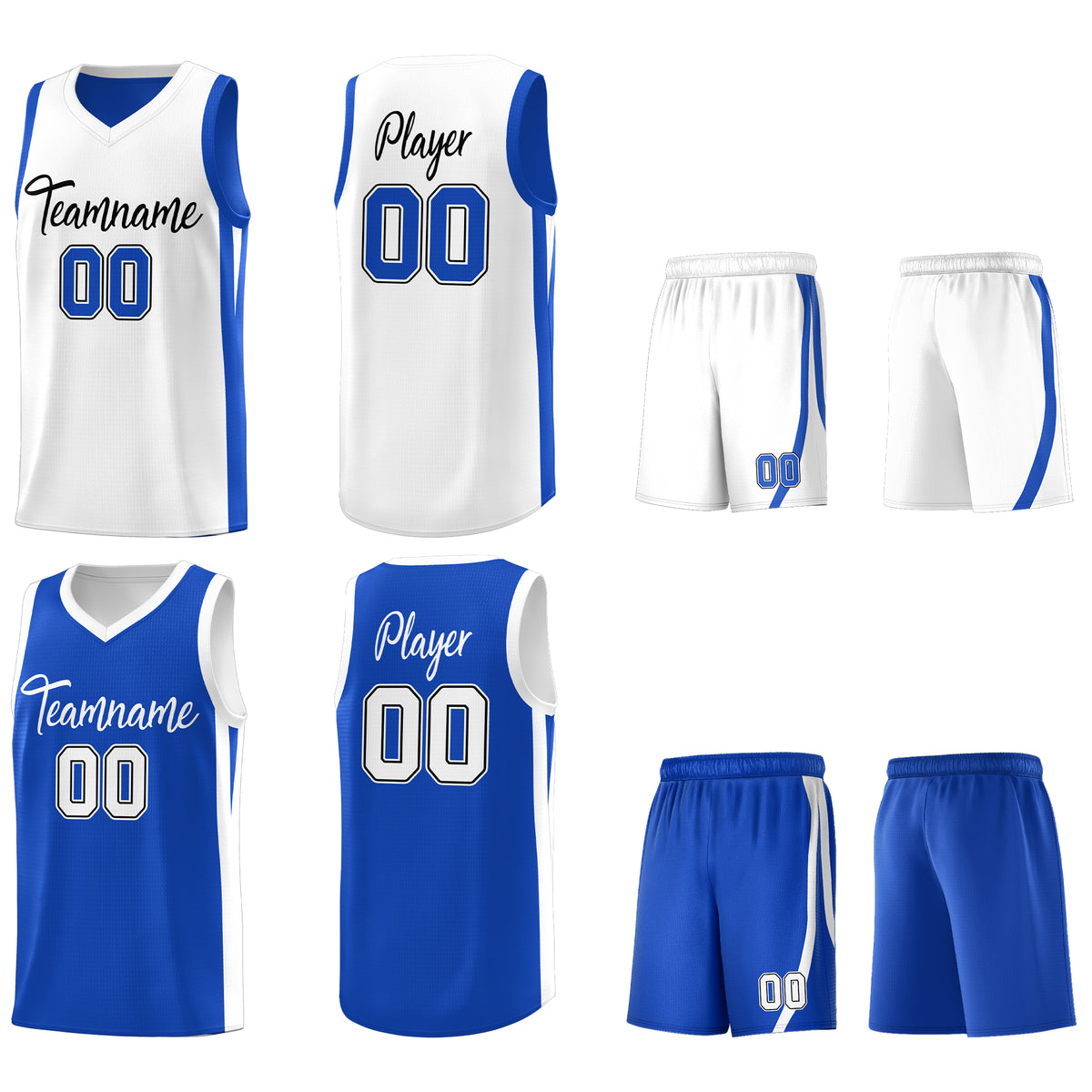 Custom Royal White Double Side Tops Basketball Jersey