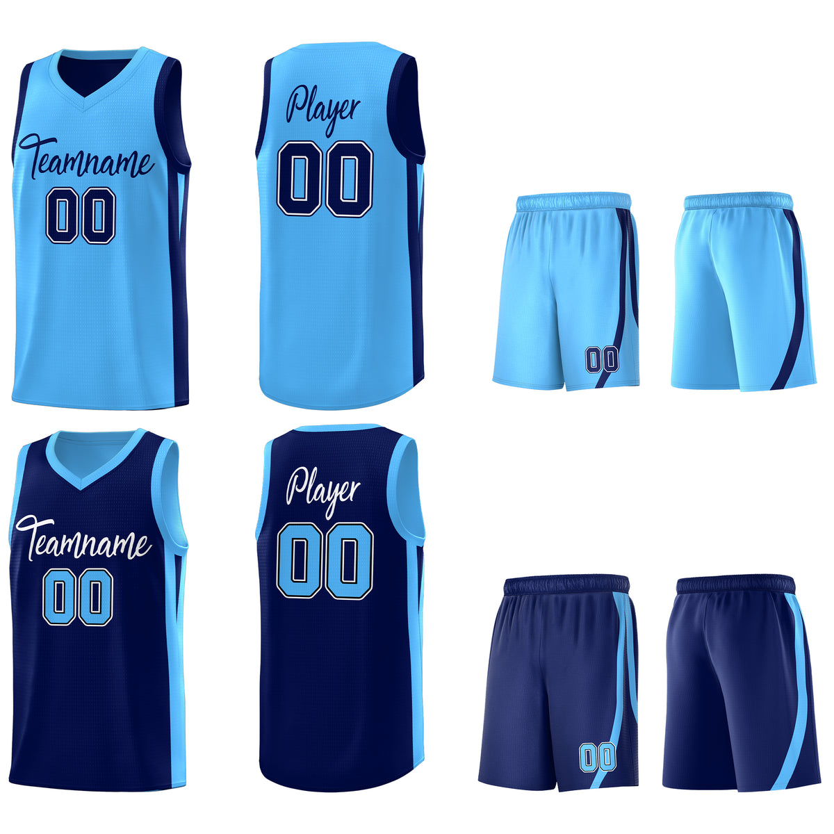Custom Navy Blue Double Side Tops Basketball Jersey