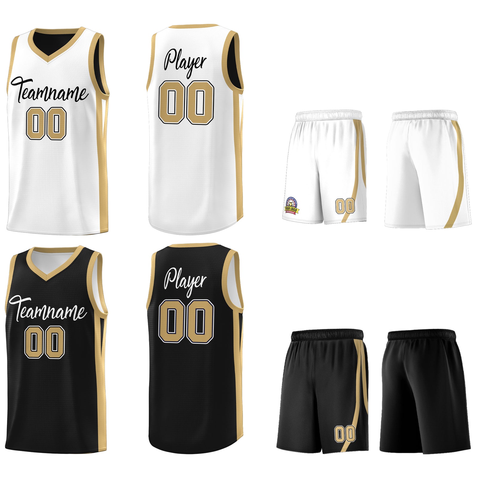 Custom Black White-Yellow Double Side Tops Basketball Jersey
