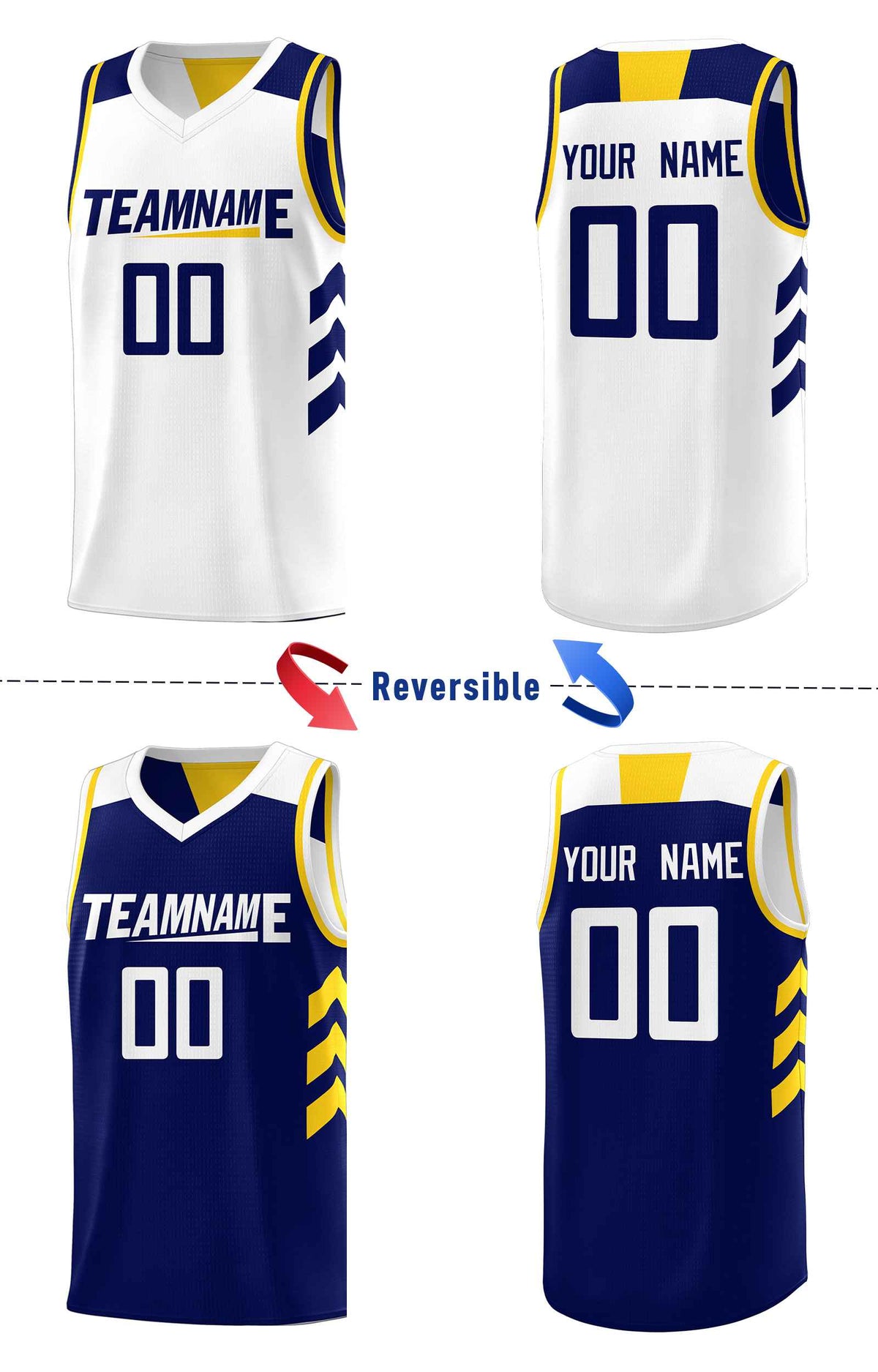 Custom Navy White Double Side Sets Men Basketball Jersey