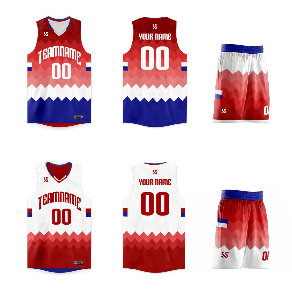 Custom Red White-Navy Double Side Sets Sportswear Basketball Jersey