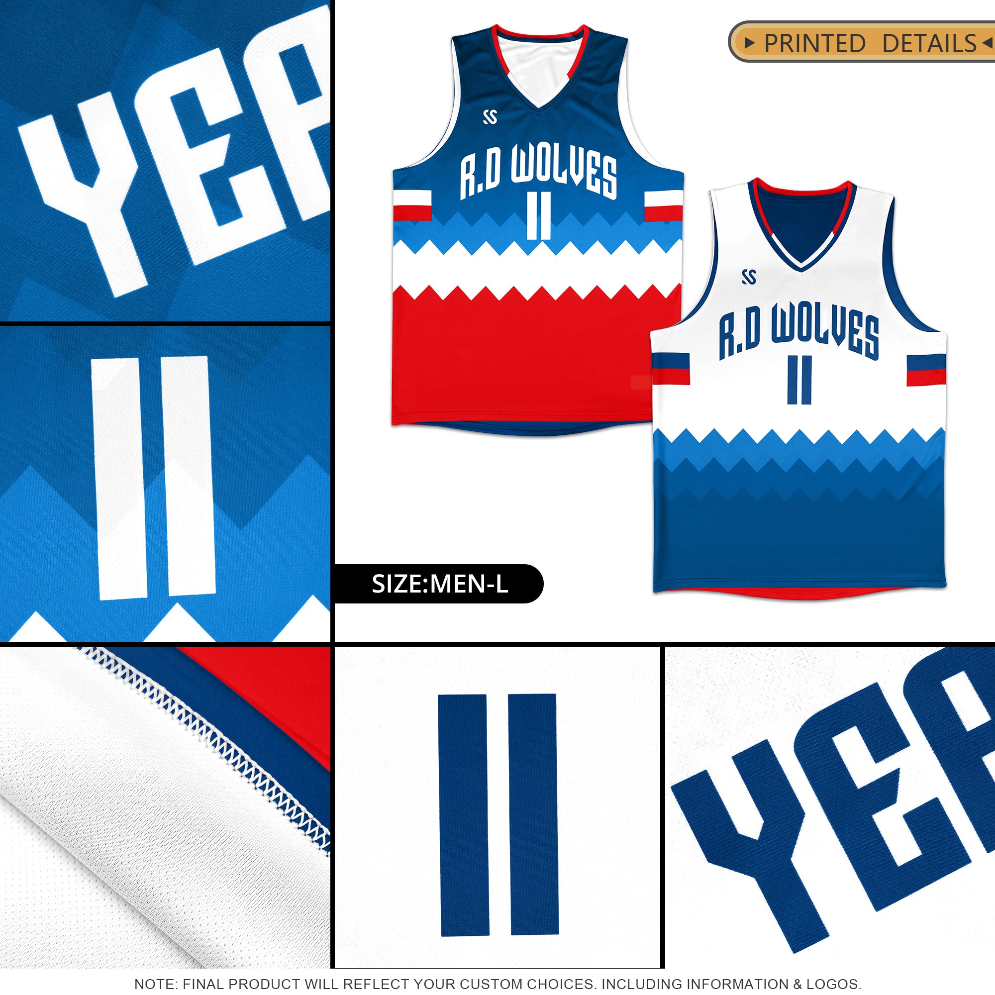 Custom Navy White-Red Double Side Sets Sportswear Basketball Jersey