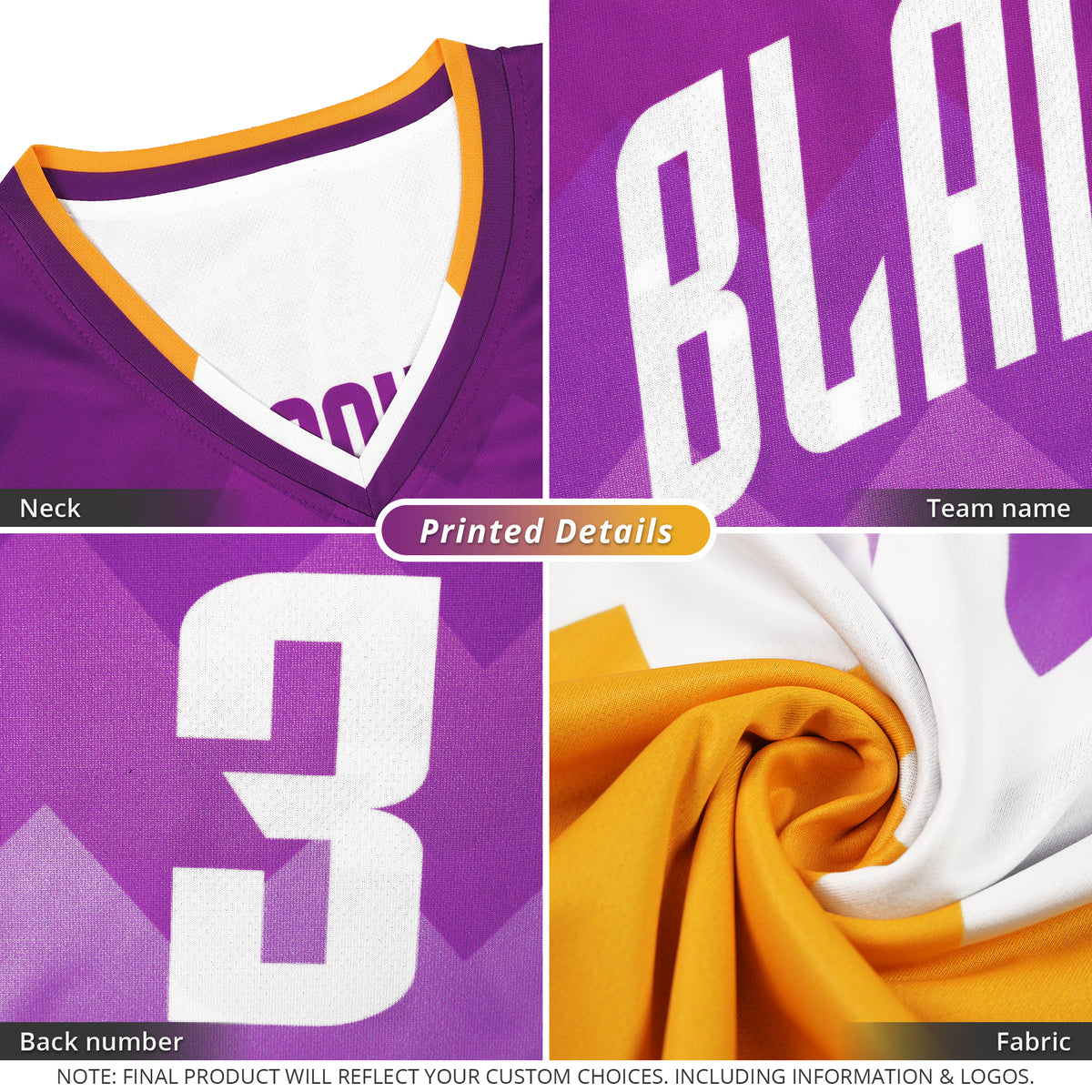 Custom Purple Yellow-White Double Side Sets Sportswear Basketball Jersey