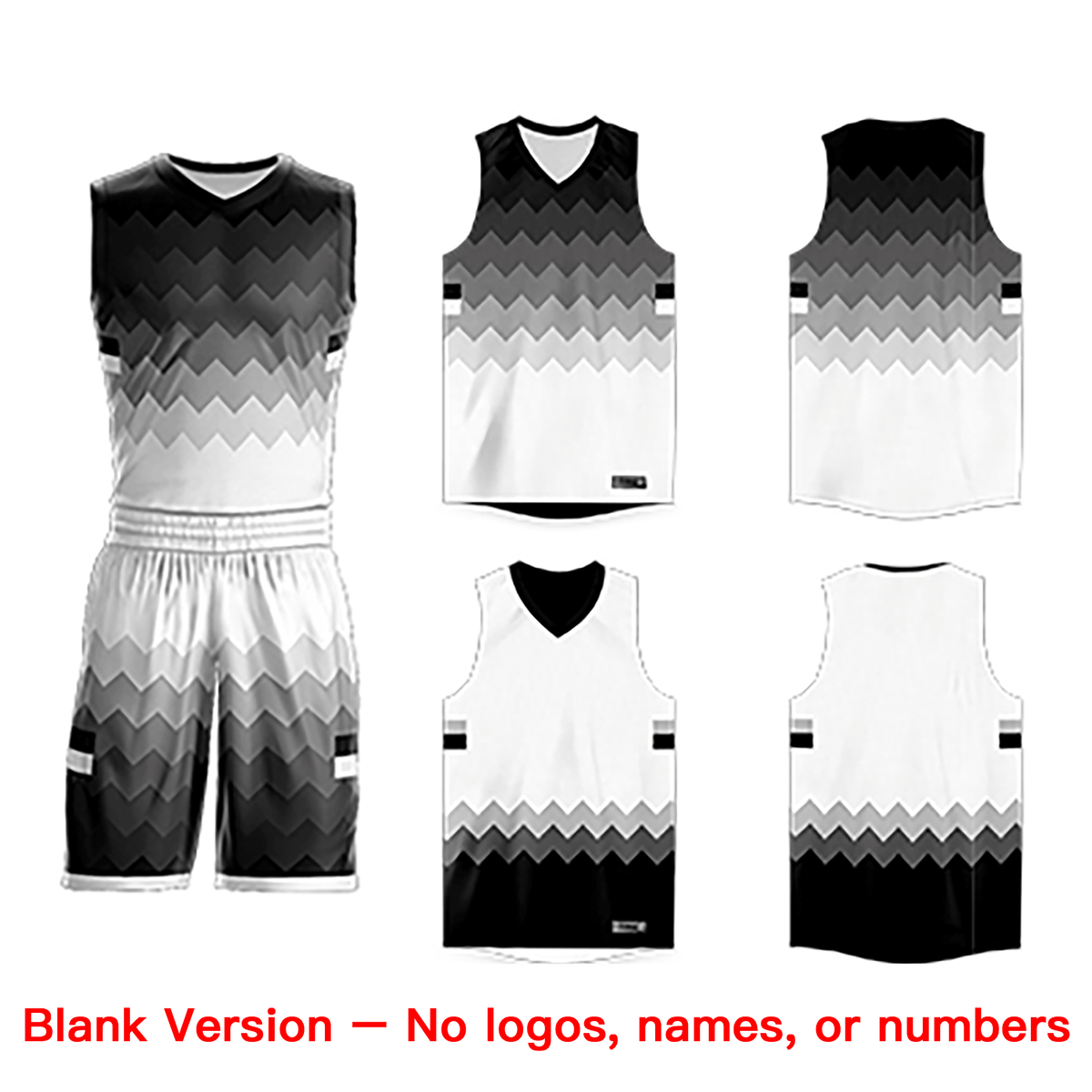 Custom Black White-Gray Double Side Sets Sportswear Basketball Jersey
