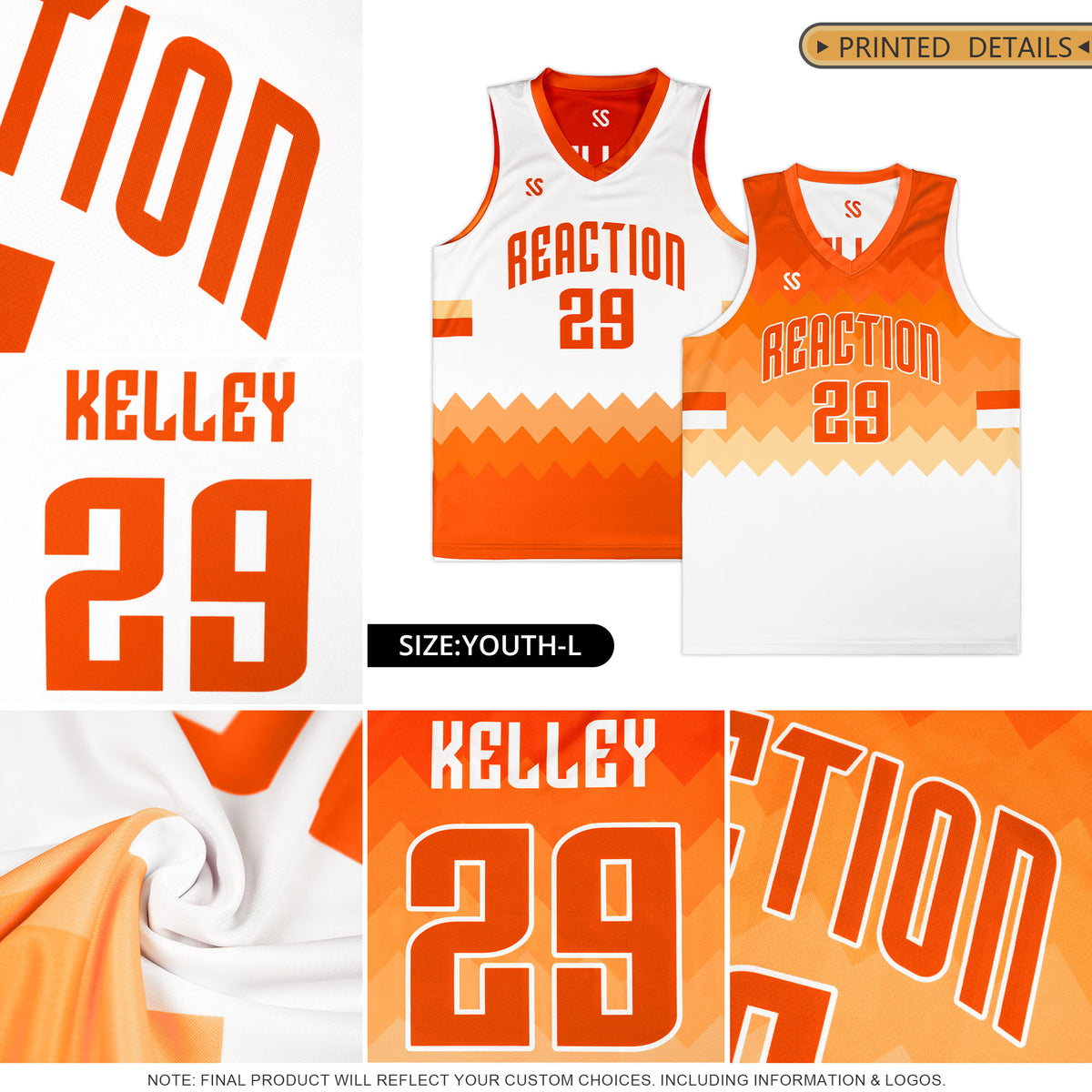 Custom Orange White Double Side Sets Sportswear Basketball Jersey