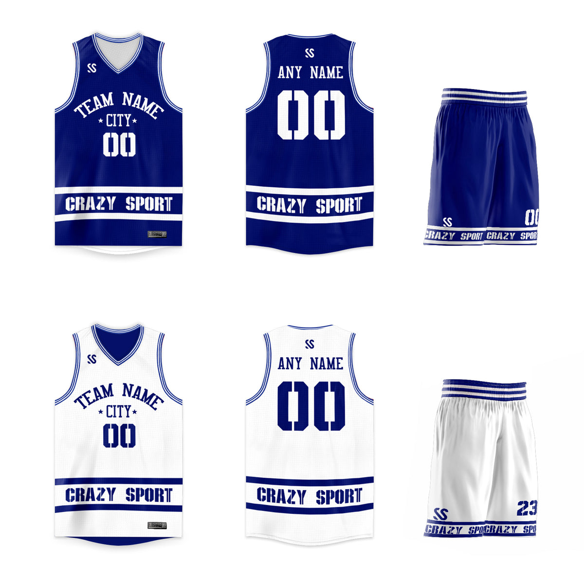 Custom Blue White Double Side Sets Sportswear Basketball Jersey