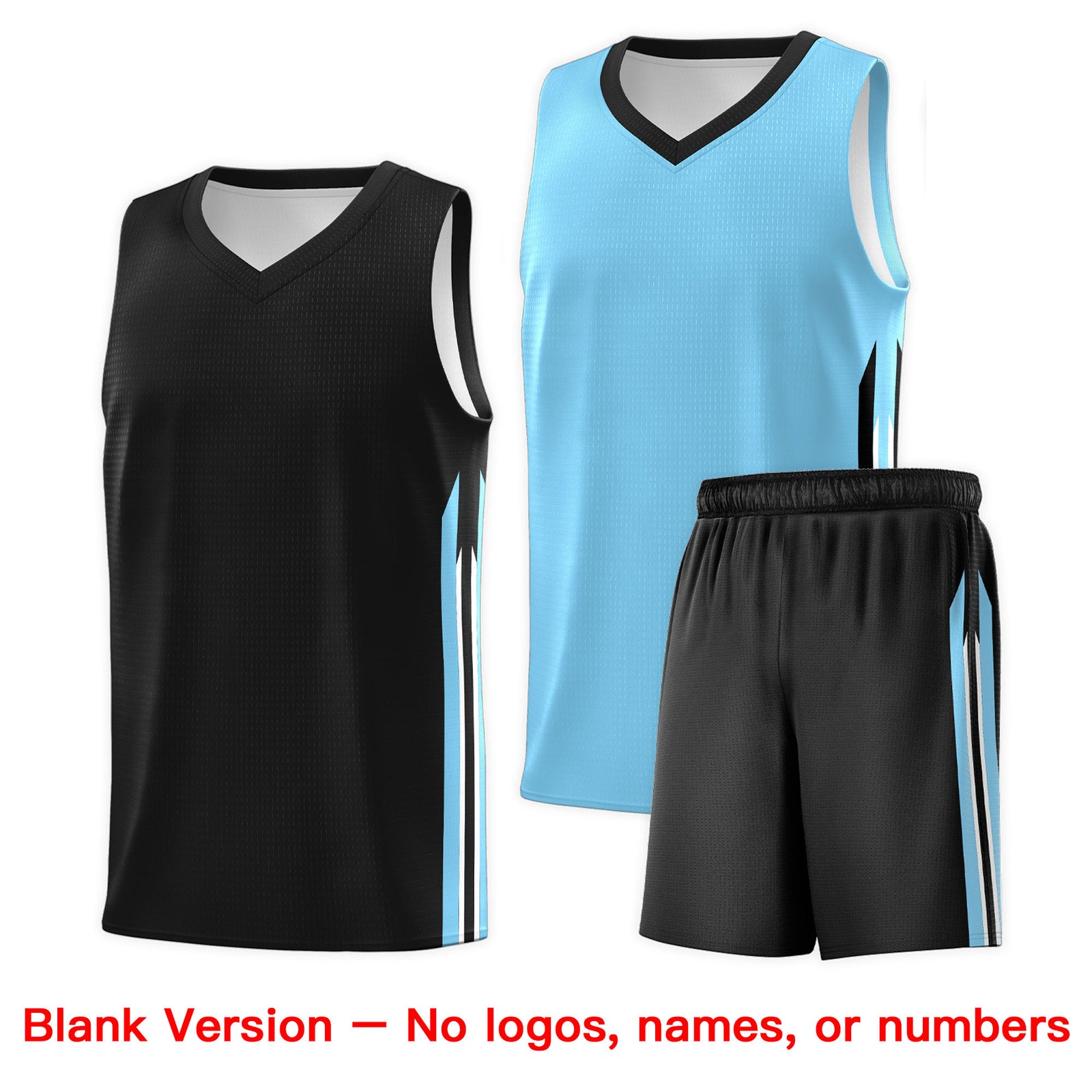 Custom Black Blue Double Side Sets Design Sportswear Basketball Jersey