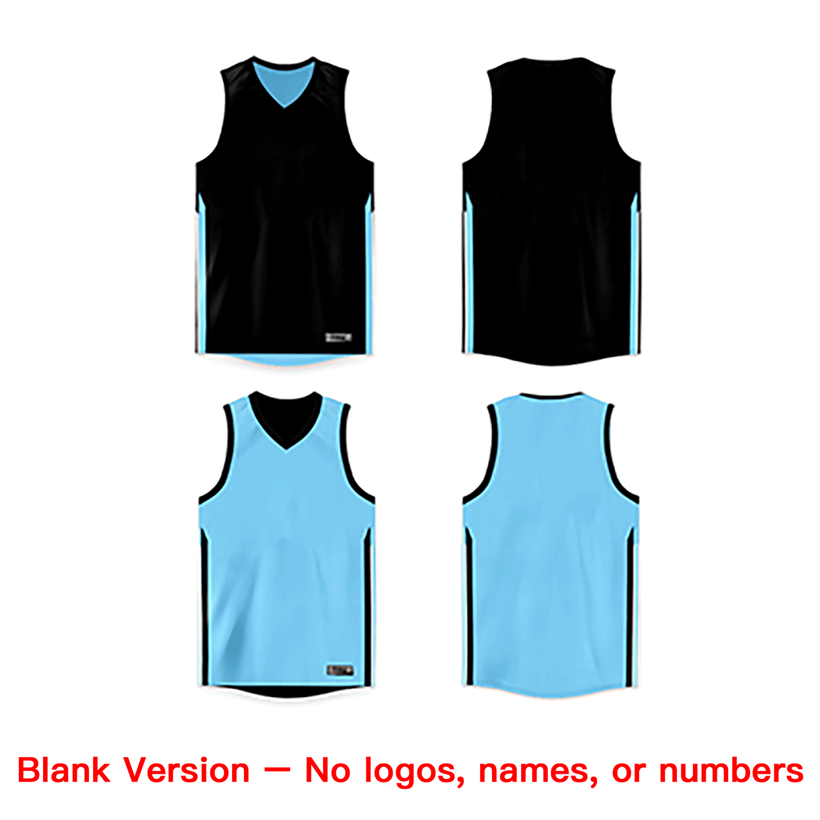 Custom Black Blue Double Side Tops Basketball Jersey