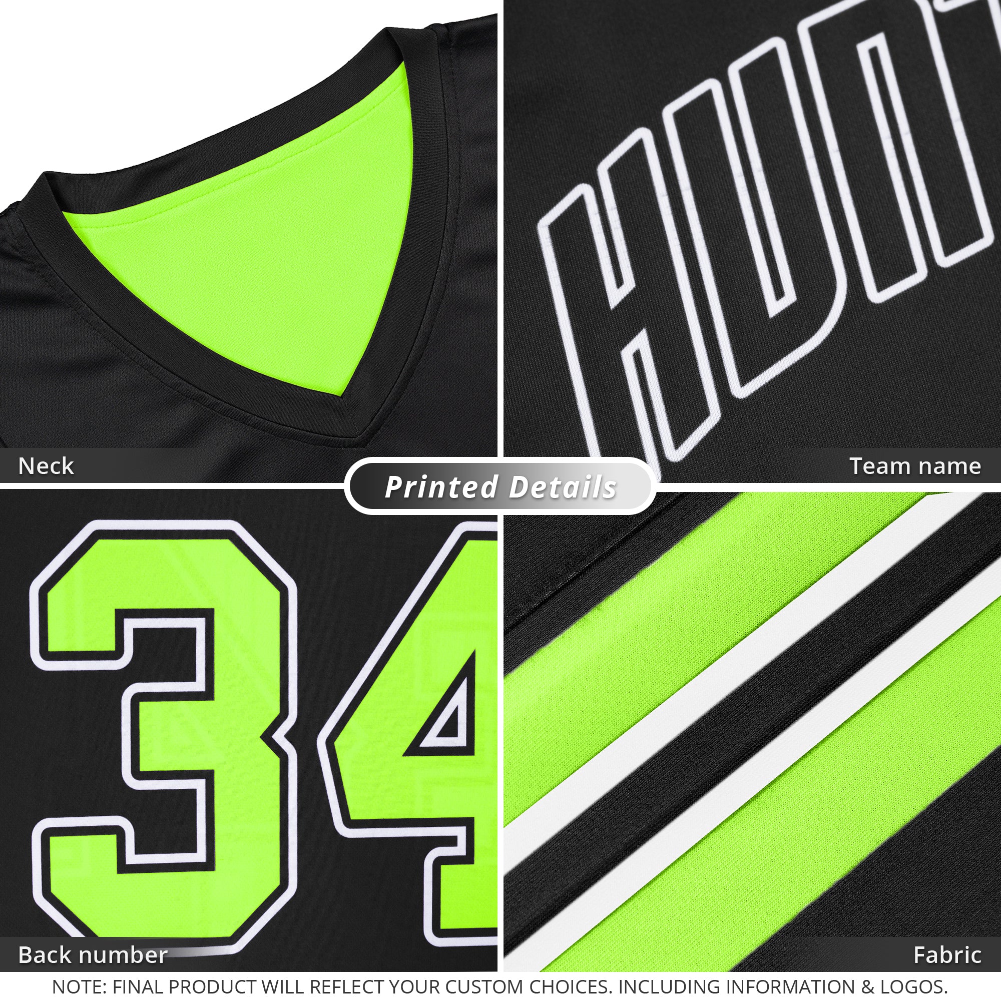 Custom Black Neon Green Double Side Tops Basketball Jersey