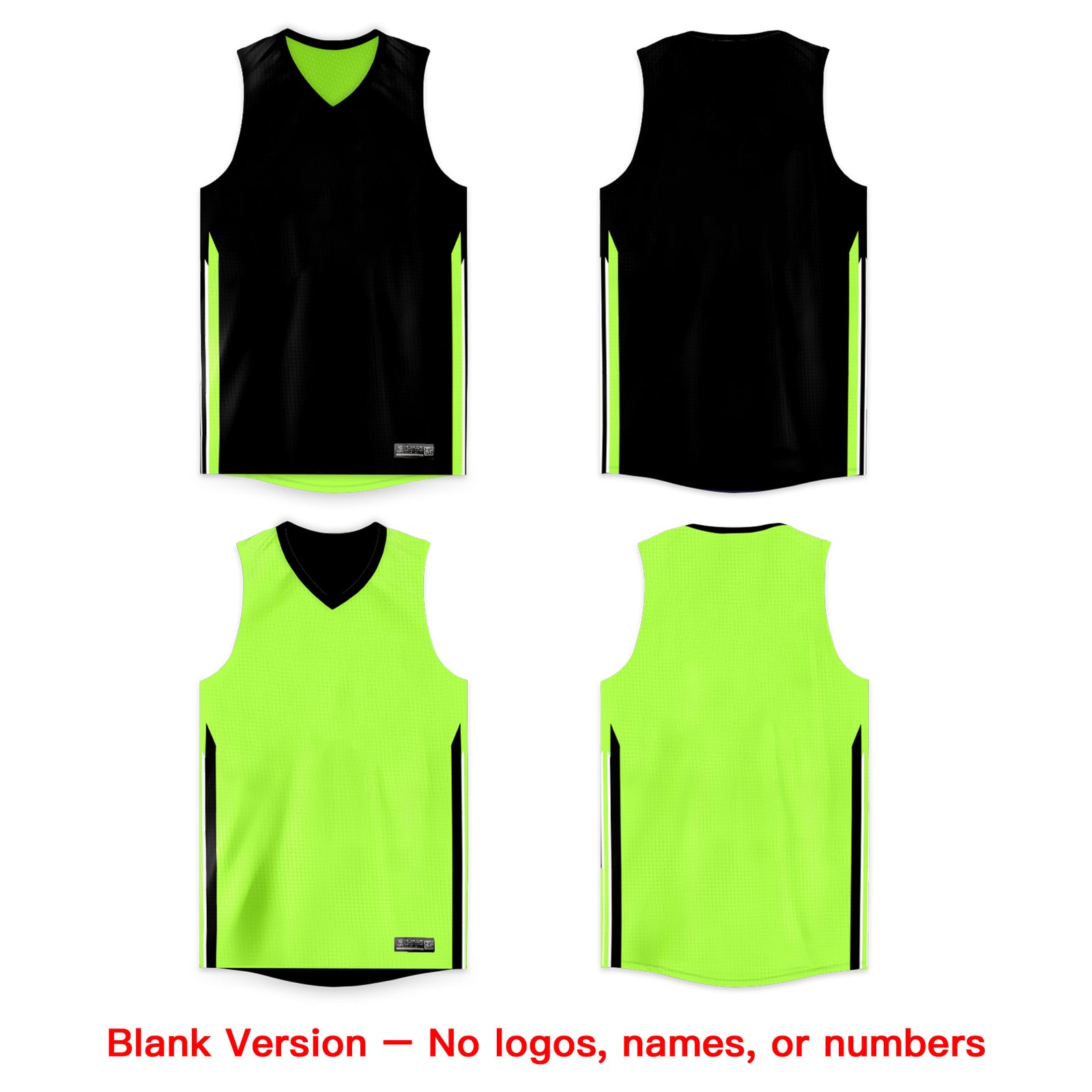 Custom Black Neon Green Double Side Tops Basketball Jersey