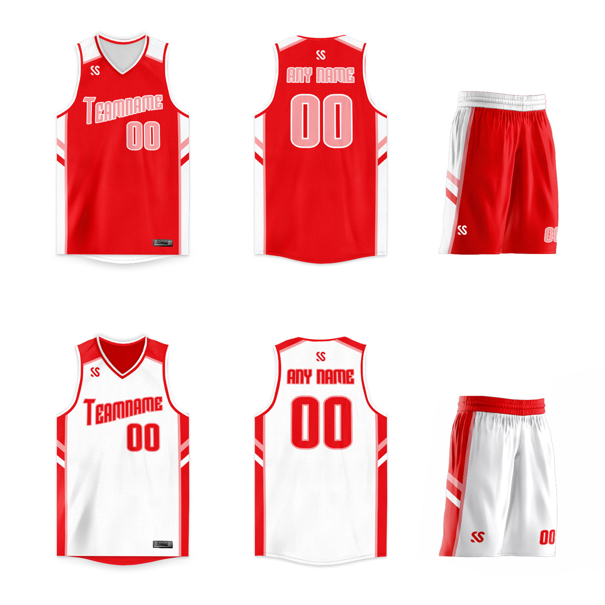 Custom Red White Double Side Sets Sportswear Men Basketball Jersey
