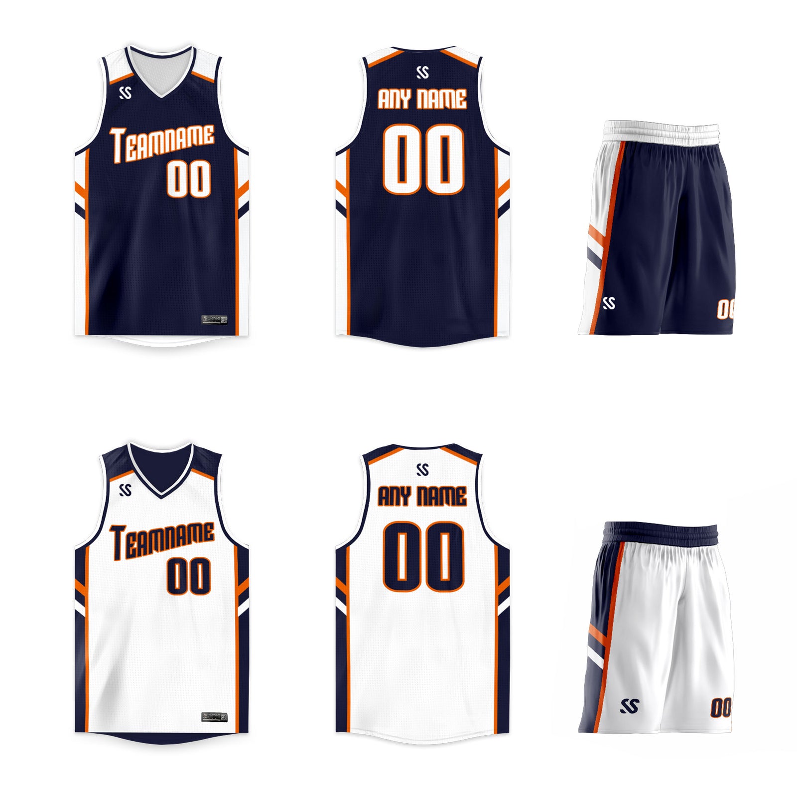 Custom Blue White Double Side Sets Training Basketball Jersey