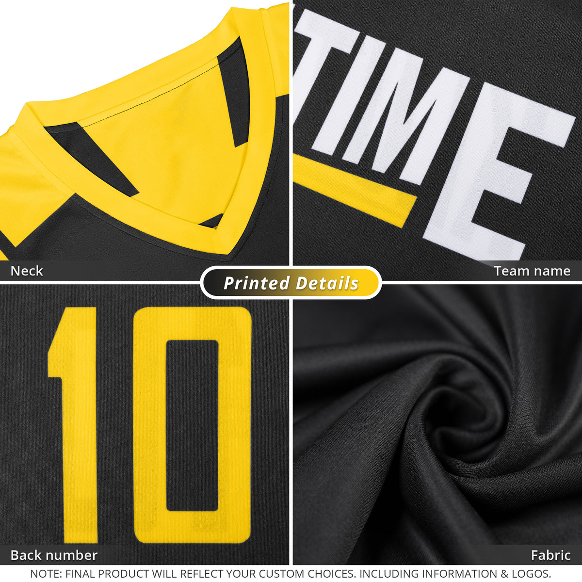 Custom Black Yellow Double Side Tops Basketball Jersey