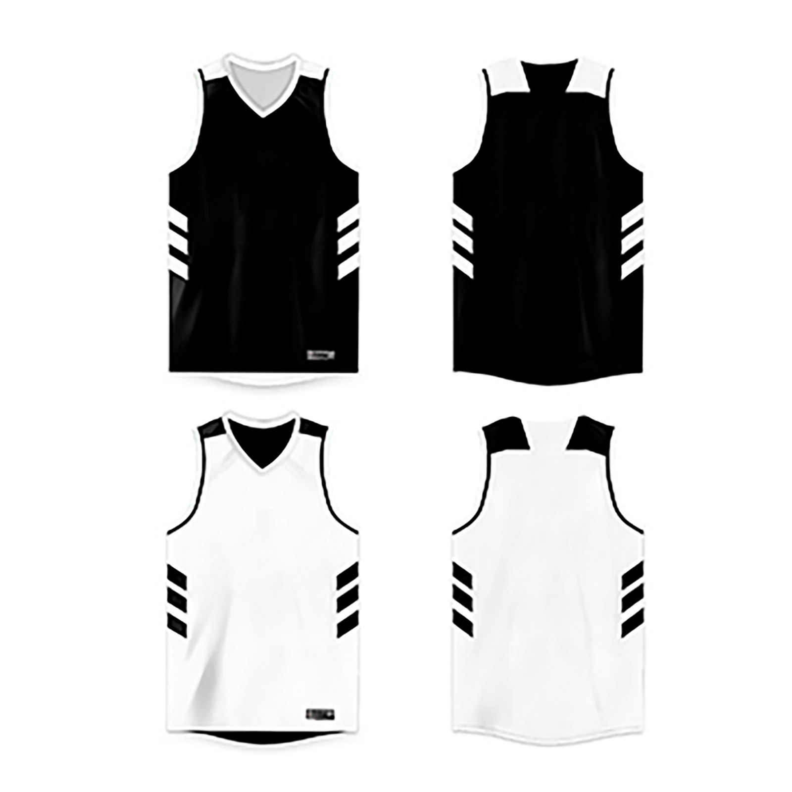 Black White Double Side Tops Basketball Jersey For Men