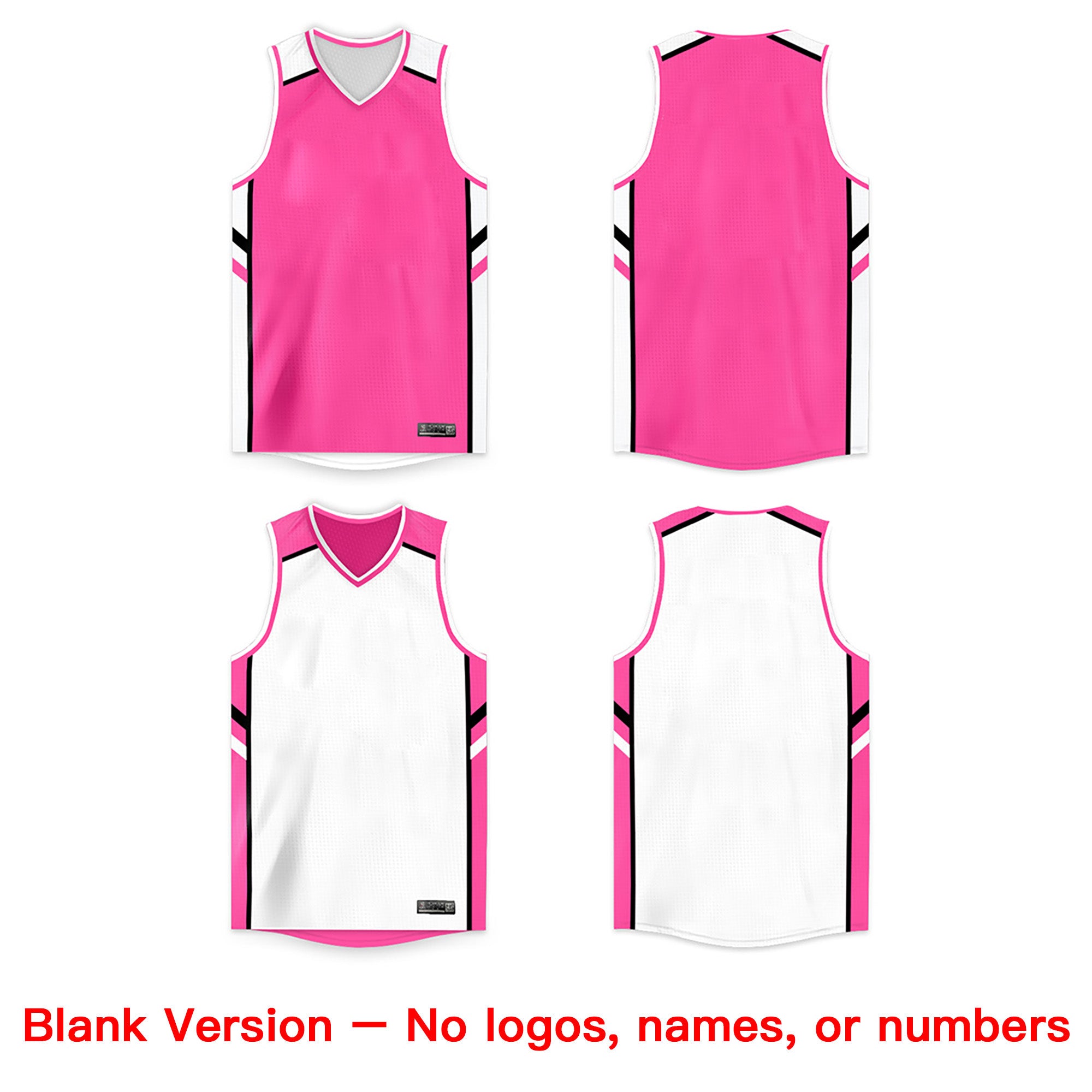 Custom Pink White Double Side Tops Men/Boy Basketball Jersey
